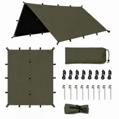 中古 タープ テント スクエアタープ 3×3m 210Dオックスフォード 耐水圧18000mm ラックコーティング 遮光 遮熱 即納