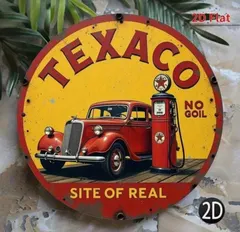 ブリキ看板 テキサコ TEXACO 丸型 20cm クラシックカー ガソリンスタンド アメリカン雑貨 送料無料