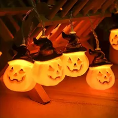 【ハロウィン限定】3M パンプキン LED ストリングライト 電池式 暖色イルミネーション 室内装飾 飾り付け パーティ｜在庫あり