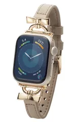 エレコム Apple Watch バンド 41mm 40mm 38mm 可愛い &me レザー スリム リボン 【App｜在庫あり