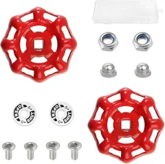 【期間限定】PEAKNOCK 2個セット 屋外用蛇口ハンドル 四角いステムホール 鉄製 防錆 交換用 ネジ・ナット・ワッシャー付き