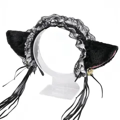 【新品】 [kuroobaa] 猫耳 カチューシャ lolita フリルカチューシャ 鈴付き ロリータ コスプレ コスチ 新着