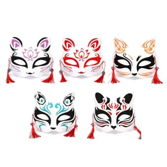 【新品】 [YFFSFDC] 5枚セット お面 狐面 和 仮面 コスプレ ハロウィン 学園祭 仮面舞踏会 仮装 小物 鈴 アウトレット