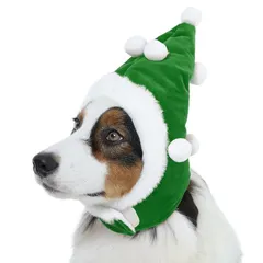 【即納】【新品】 Kuoser犬用帽子 クリスマス コスプレ 可愛いハット 新年お祝い お正月 グリーンS 首回り27-40CM