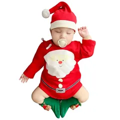 【新品】 [VNGOLERRY] ベビー クリスマス ロンパース 新生児 サンタ服 長袖 カバーオール 帽子付き 赤ちゃ 新着