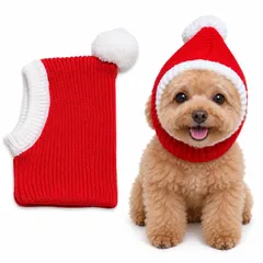 【送料無料】【新品】 RMY.H クリスマス 犬 帽子 犬 サンタ コスチューム ペット服 ニット フード 小型犬 防寒 かわいい 