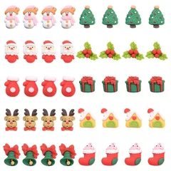 【激安】【新品】 SUNNYCLUE　40個10種　クリスマス　アクリルカボション　カボション　サンタ　クリスマスツリー　デコパ