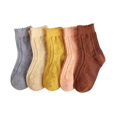 【新品】 [QjYqjmX] キッズ 靴下 子供 女の子 5足 セット カラー 可愛い くつした 丈夫 消臭 中学生 滑｜在庫あり