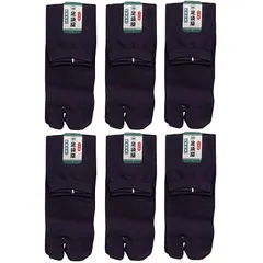 【激安】【新品】 足袋屋 メンズ 抗菌防臭 クルー 丈 足袋 ソックス 6足セット (紳士 靴下) 25-27cm ネイビー