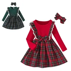 【新品】 [Dumia] クリスマス ワンピース 女の子 キッズ 子供 サンタドレス ヘアバンド付き 2点セット 秋冬  アウトレット