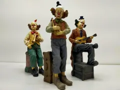 【3体セット】特大41cm ピエロ 楽団 ジャズバンド トランペット サックス 樹脂製 レトロ アンティーク ビンテージ セール