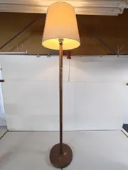 【中古・点灯確認済み】木製ポール フロアスタンドライト 間接照明 スタンドランプ 高さ145cm かさダメージ有 A20 送料無料