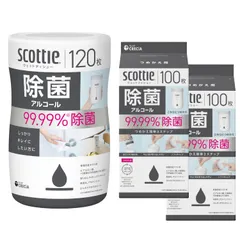 【送料無料】ウェットティッシュ アルコール 除菌 本体120枚+詰替100枚2個 スコッティ'(セット品) [除菌 本体120枚+詰