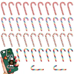 【送料無料】【新品】 クリスマス キャンディケーン 40個セット 粘土 松葉杖 クリスマス デコパーツ カラフル クリスマス オーナ