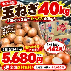 中古 【業界最安値級‼️】北海道産 玉ねぎ 40kg 20kg×2箱 送料無料！ 即納