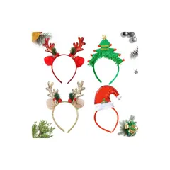 【新品】 [wowjimi] クリスマスカチューシャ 4 個セット 鹿耳・サンタ帽子・クリスマスツリー 可愛い髪飾り コ アウトレット