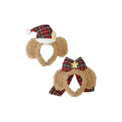 【新品】 [イイクル] クリスマス コスプレ カチューシャ 2点 セット くま 耳 髪飾り ペア パーティー グッズ 大 アウトレット