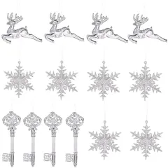 【新品】 クリスマス飾り クリスマスツリー オーナメント アクリル 透明 雪の結晶 トナカイ 立体 ドロップ デコレーシ 送料無料