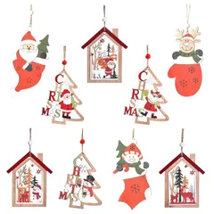 【新品】 iikuru クリスマス 飾り オーナメント 9点セット 木製 クリスマスツリー 飾り付け 装飾 かわいい 送料無料