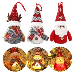 【新品】 iikuru クリスマス オーナメント 3点セット 光る LED サンタ ツリー 飾り 装飾 室内 飾り付け ｜在庫あり