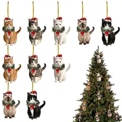 【新品】 Charming Club クリスマス飾り ツリーオーナメント 吊り下げ飾り アクリル かわいい猫 おしゃれ ｜在庫あり