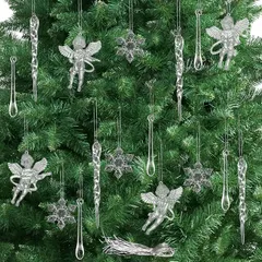 【送料無料】【新品】 クリスマス オーナメント 16本セット 可愛い 天使 雪の結晶 氷柱 トナカイ エンジェル クリスマスツリー 