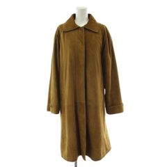 ロエベ LOEWE ステンカラーコート 40 スエード レザー 茶 ブラウン 長袖 ヴィンテージ スペイン製 ロング丈 /PP ■GY42