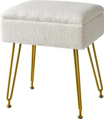 数量限定　40×30×47CM ベッドルーム用 リビングルーム 取り外し可能なカバー 金属脚 プーフカウチスツール ホワ セール