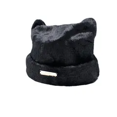 【新品】 [MILASIC] 猫耳ファー帽子 ブラック レディース かわいい SNS映え あったか キャップ 冬用 シャ 送料無料