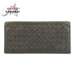 BOTTEGAVENETA ボッテガヴェネタ イントレチャート グレー レザー V7782 長財布 札入れ メンズ 602577【中古】