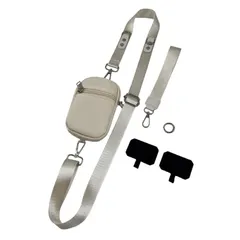 【期間限定】【新品】 [ideastore] スマホショルダーストラップ ポーチ付き 便利グッズ 小物入れ お出かけ 旅行（ホワイト