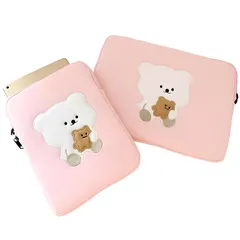 【激安】【新品】 Uccellino くま ノートパソコンバッグ 可愛い PCケース 韓国 タブレットケース レディース ピンク