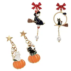 【新品】 ハロウィン ピアス イヤリング 2個セット レディース 耳飾り チャーム イヤーカフ 猫 お化け ゴースト ( アウトレット