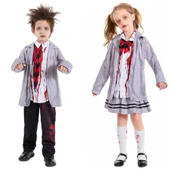 【新品】 [Lhyxuuk] ハロウィン コスプレ ゾンビ キョンシー血まみれ制服 女の子 男の子 110cm-165c｜在庫あり