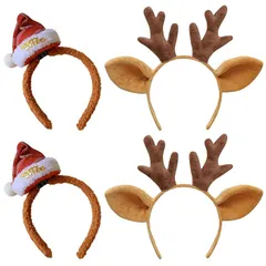 【新品】 iikuru クリスマス コスプレ カチューシャ 4個セット 髪飾り ヘアバンド サンタ トナカイ 大人 子供 送料無料