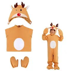 【新品】 [LEISURE CLUB] トナカイ コスプレ 着ぐるみ クリスマス コスチューム 子供 男女兼用 柔らか ｜在庫あり