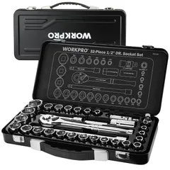 【送料無料】WORKPRO ソケットレンチセット 差込角12.7mm 32点セット ガレージツールセット クイックリリースラチェット