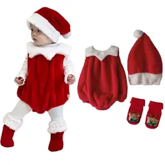 【新品】 [sunyhom] ベビー 服 着ぐるみ サンタスーツ 3点セット サンタ衣装 男の子 女の子 赤ちゃん 服  アウトレット