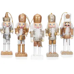 中古 【新品】 Milisten くるみ割り人形 木製 クリスマス オーナメント 北欧 5個セット 置物 兵士像 12Cm ツ 即納
