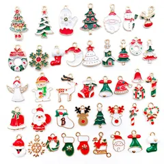 【新品】 [Kingsiely] クリスマス チャーム パーツ 50個セット サンタクロース クリスマスツリー 雪だるま｜在庫あり