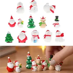 【即納】【新品】 jojofuny クリスマス ミニチュア サンタクロース 置物 13個 ミニ 雪だるま トナカイ 樹脂 クリス