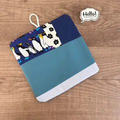 【送料無料】No.21 裏も可愛い♡パッチワークポットマット✴︎ペンギン