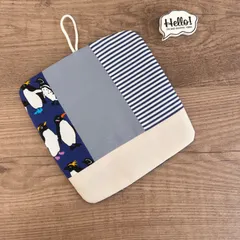 No.22 裏も可愛い♡パッチワークポットマット✴︎ペンギン アウトレット