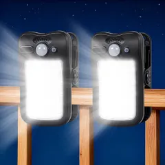 ソーラーライト 屋外 クリップ USB充電式 センサーライト ソーラー 60LED 3つ知能モード 人感センサー IP6 新着