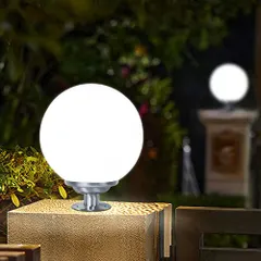 翌朝まで点灯!! GWSOLAR ソーラー 門柱灯 玄関灯 ボールランプ 明るさ100ルーメン リモコン点灯時間選択 日 新着