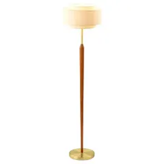 中古 ぼん家具 スタンドライト フロアランプ ファブリック シェード 1灯 LED 間接照明 天然木 E26口金 高さ147. 即納