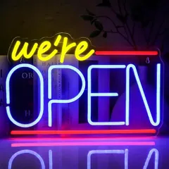 ビジネスオープンネオンサイン We are Openネオン看板 16.5 "x 10.6" LEDサイン パーティー コ 新着