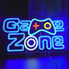 【激安】ENUOLI ネオンライト、ネオンサイン、ネオン管、ゲーミングライト、LED、「GAME ZONE」、調光可能、壁掛け、