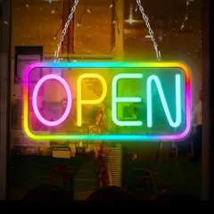 【期間限定】OPEN RGB ネオンサイン オープン LED ネオンライト 10種類 4モード 調整可能 USB充電式 壁掛け 雰囲