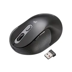 静音で深夜の作業もはかどる ワイヤレスエルゴノミクスマウス 2.4GHz 高さ45mm 充電式 5ボタン ブルーLED  新着